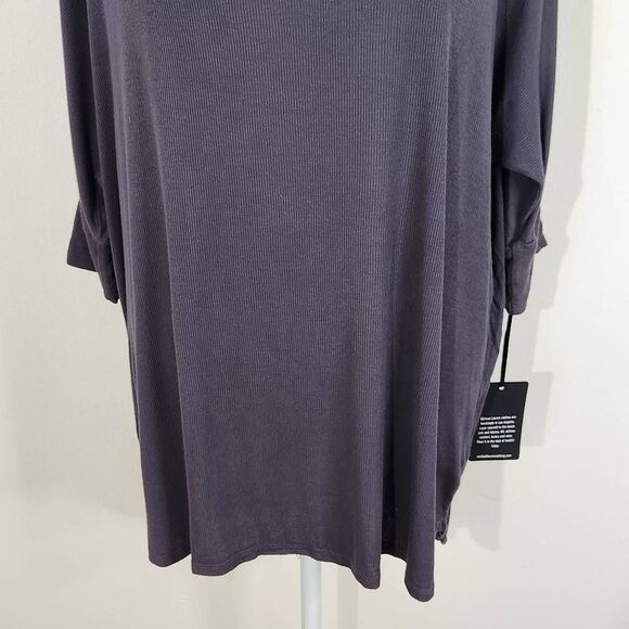 Michael Lauren Dark Gray Ribbed Knit Layered Back Tunic NWT Size XS - Picture 3 of 11